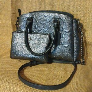 COACH Glitter Grey Crossbody with WALLET and Buckle/Chain Adjustable Strap